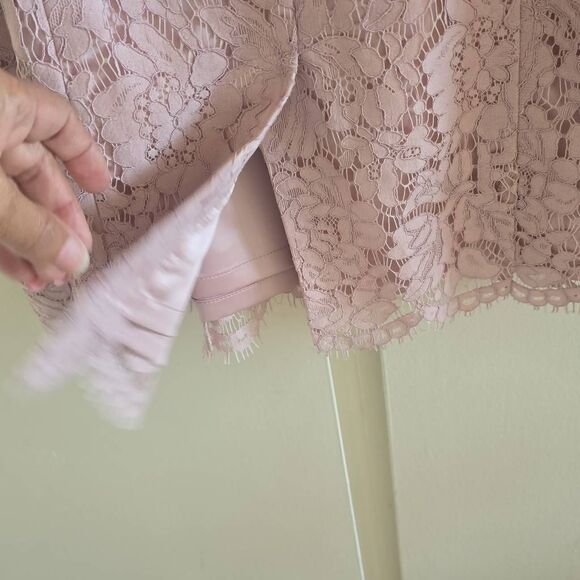 Eliza J Blush Pink Eyelash Lace, Off the Shoulder Sheath Dress, NWT, Sz. 12 - Picture 4 of 8